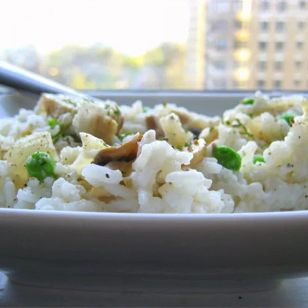 receta Riz aux champignons et aux pois