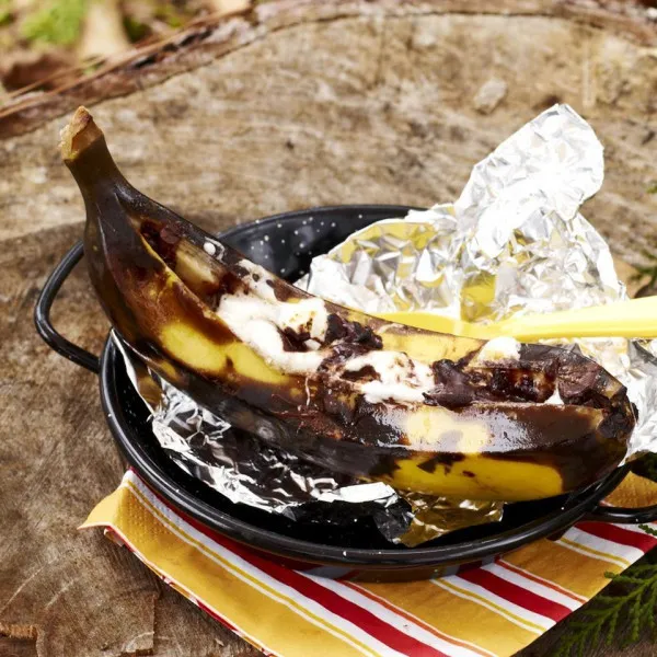 receta Banana Split De Fogata