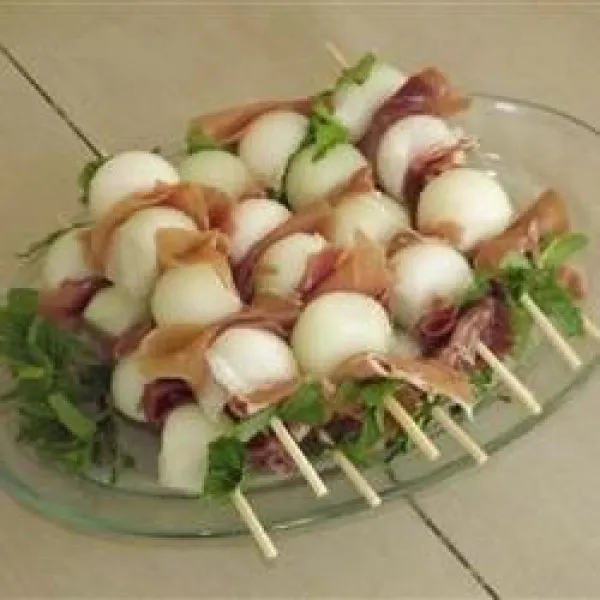 receta Boules de melon enveloppées de prosciutto