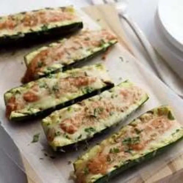 receta Barquettes de courgettes farcies grillées