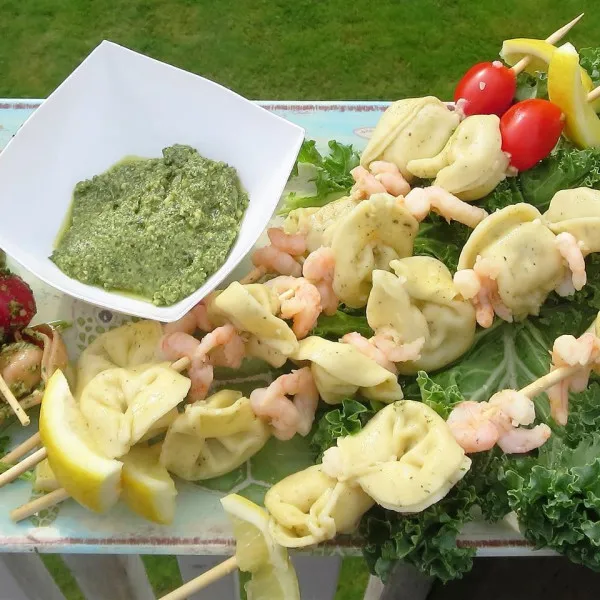 recetas Brochetas De Camarones Y Tortellini