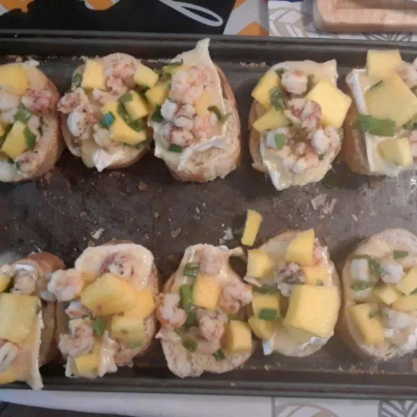 receta Bruschetta De Camarones Y Mango