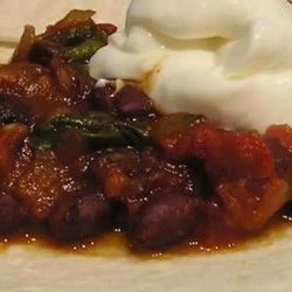 przepisy Burrito z pomidorami, szpinakiem i fasolą
