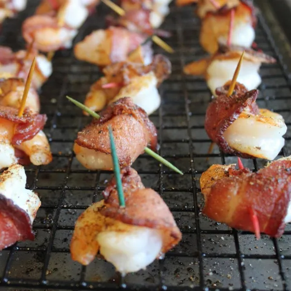 receta Crevettes BBQ enrobées de bacon