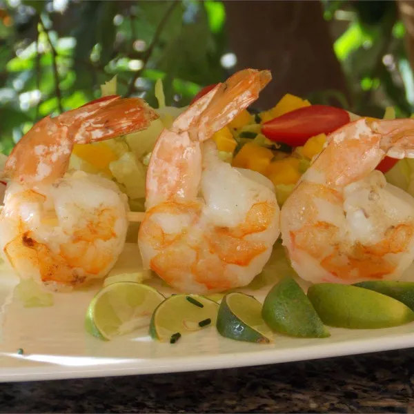 receta Crevettes grillées à l'ail