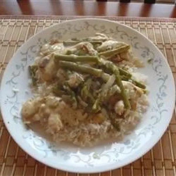 receta Casserole crémeuse au poulet et aux asperges
