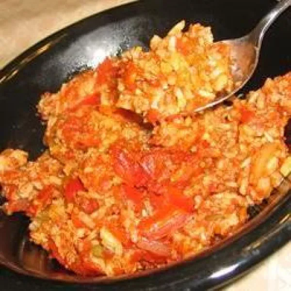 receta Saucisse épicée et casserole de riz