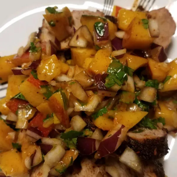 receta Porc frotté au chili avec sauce à la mangue