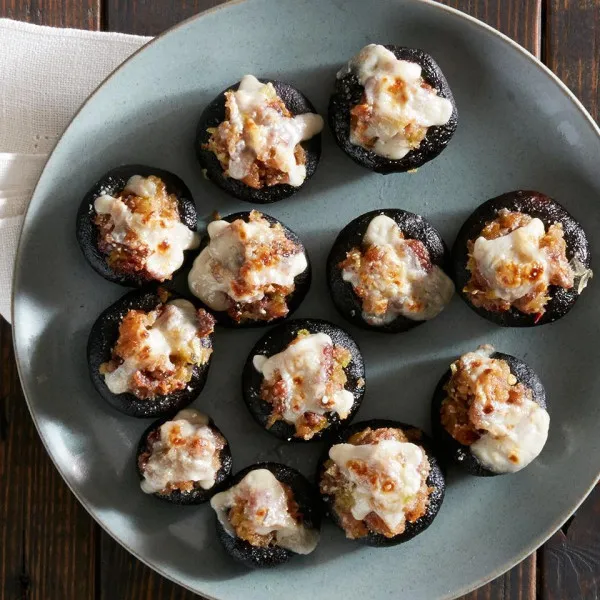 receta Champiñones Rellenos, Puerros, Frijoles Blancos Y Pecanas