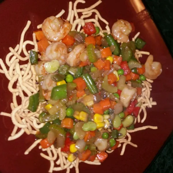 receta Chow Mein aux crevettes chinoises