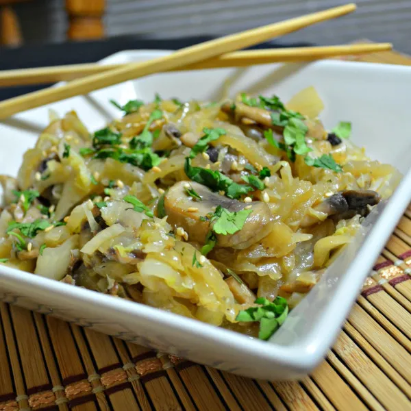 receta Chou et champignons au sésame