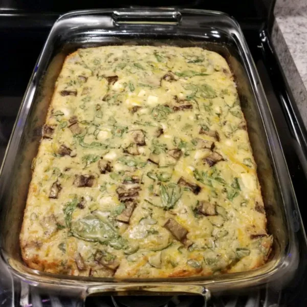 recette Carrés de quiche au fromage grec et aux épinards