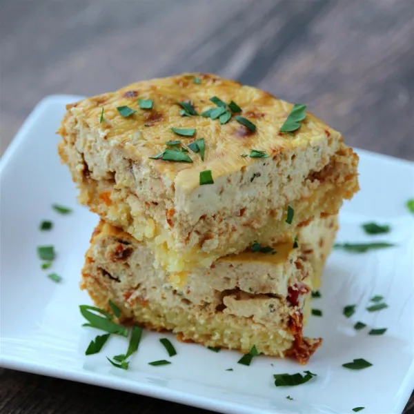 receta Carrés de gâteau au fromage aux tomates séchées