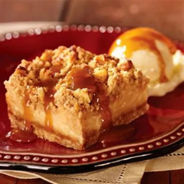 receta Carrés de streusel aux pommes et au caramel