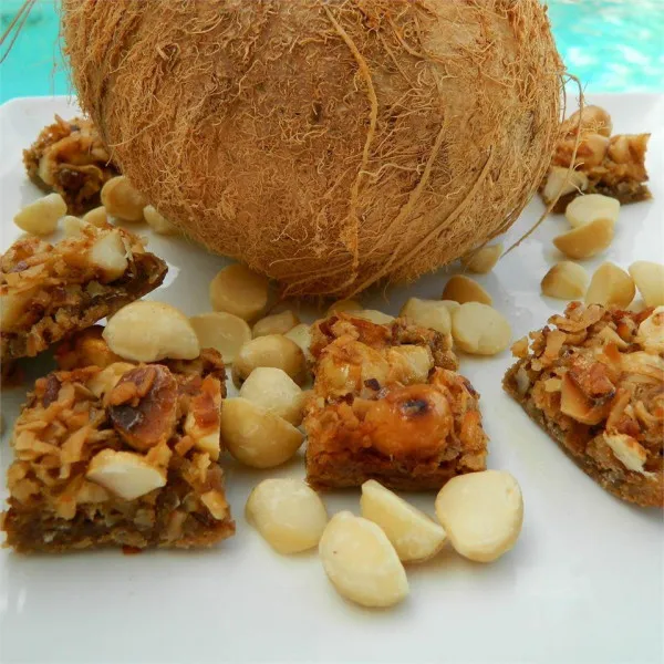 receta Carrés hawaïens à la noix de coco et aux macadamia