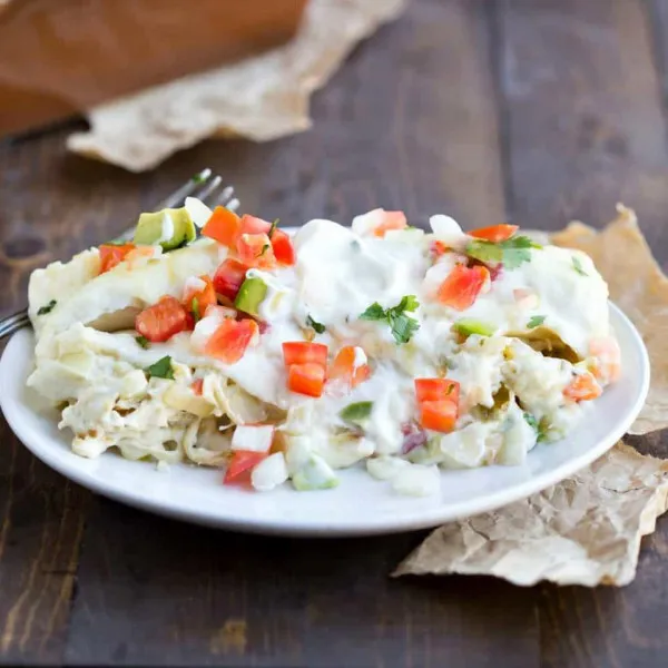 receta Enchiladas crémeuses au poulet avec sauce verte