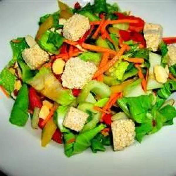 receta Salade asiatique de bébé bok choy aux amandes