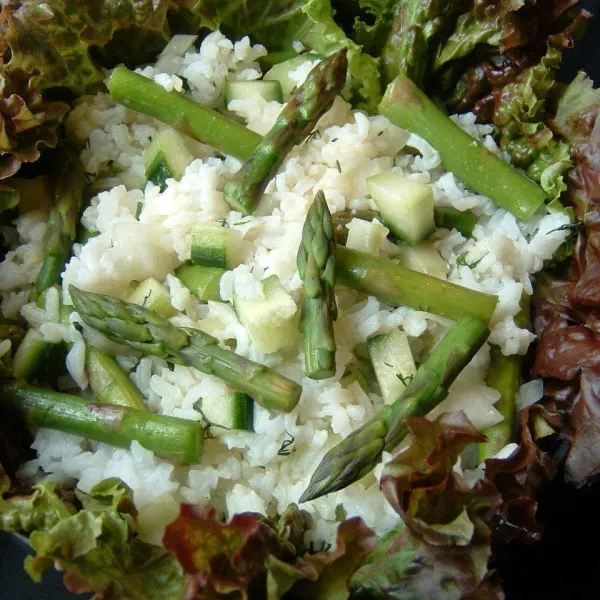 receta Salade Riz, Asperges et Concombre