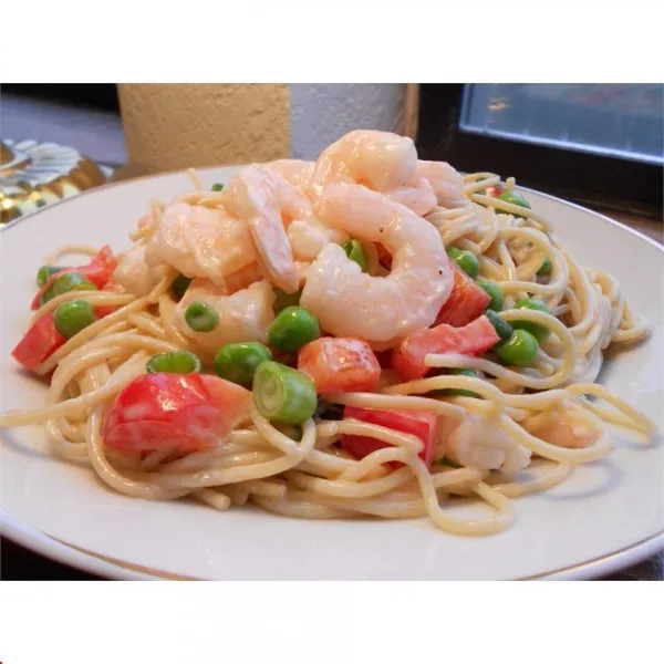 receta Salade de spaghettis aux crevettes