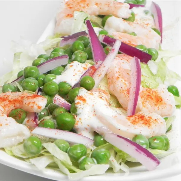 receta Salade de petits pois aux crevettes