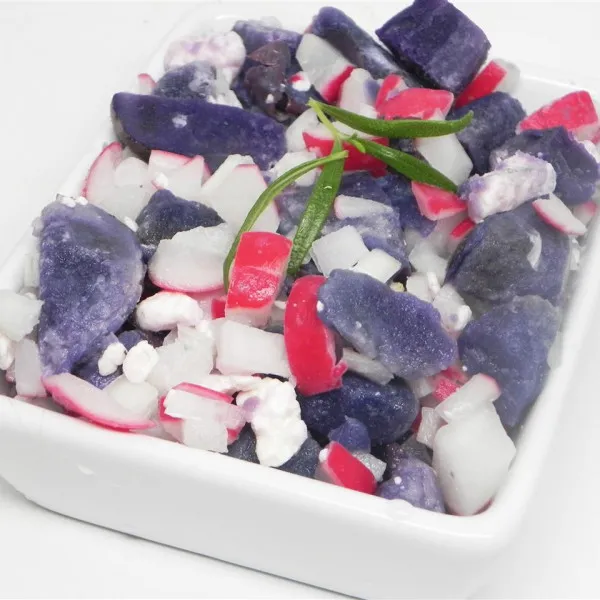 receta Salade de pommes de terre rouges, blanches et bleues