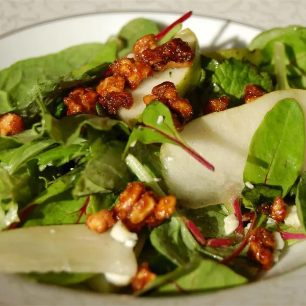 receta Salade de poires au roquefort