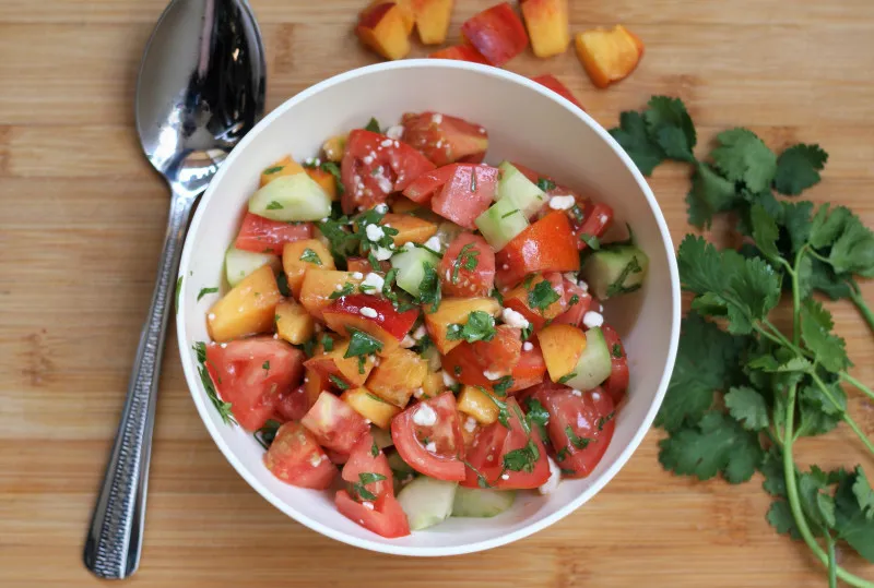 receta Salade d'été aux nectarines, tomates et concombres