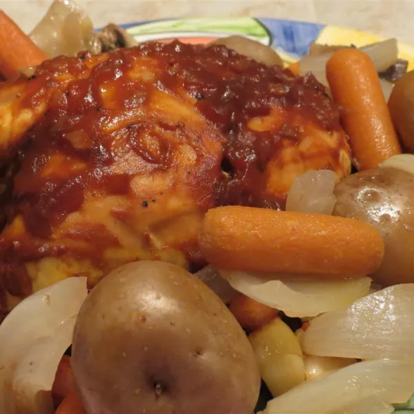 przepisy Łatwy BBQ kurczak i czerwone ziemniaki