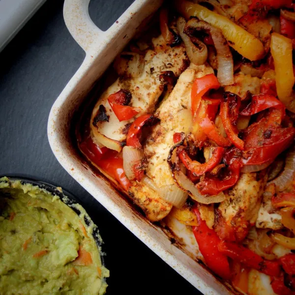 receta Fajitas au poulet cuits au four rapides et faciles