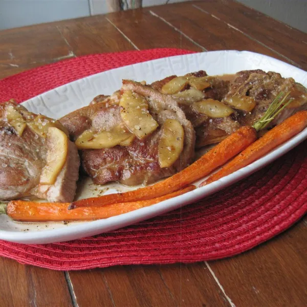 receta Filets de porc avec sauce à l'orange et aux pommes