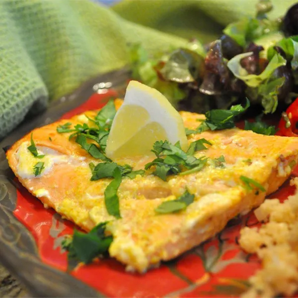 recette Filets de saumon marinés au yogourt (poisson caillé épicé)