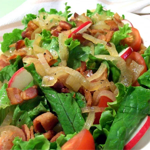 receta Laitue avec vinaigrette chaude au bacon