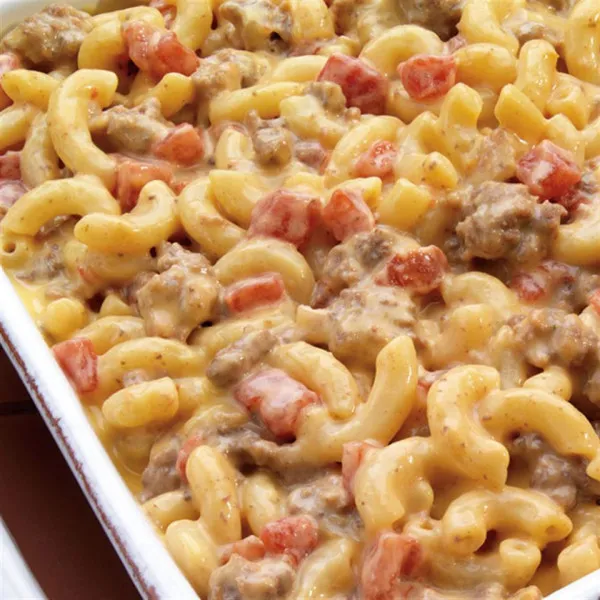 receta RED GOLD® Macaroni & Cheeseburger