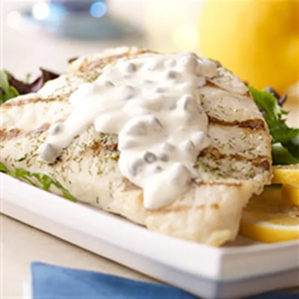 receta Mahi Mahi grillé avec sauce au citron et aux câpres