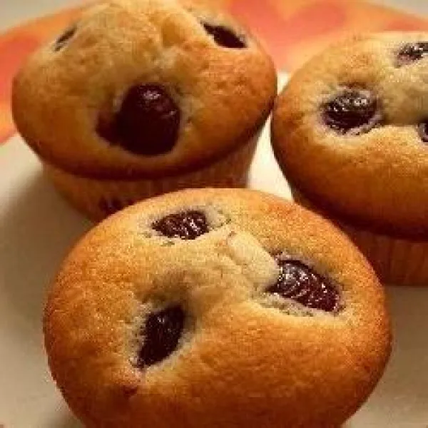 receta Muffins aux cerises et aux pépites de vanille