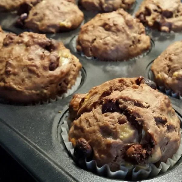 receta Muffins aux bananes et pépites de chocolat