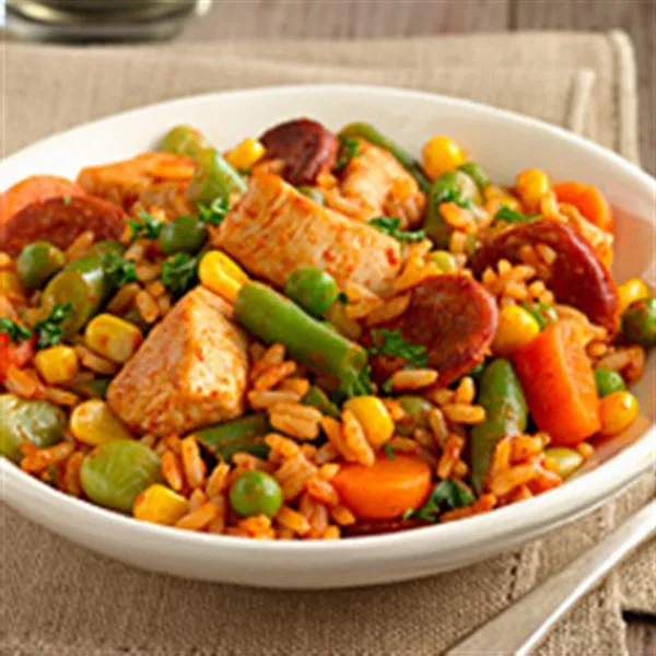receta Paella rapide au poulet