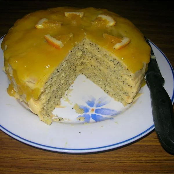 Przepis Ciasto makowe z glazurą pomarańczową