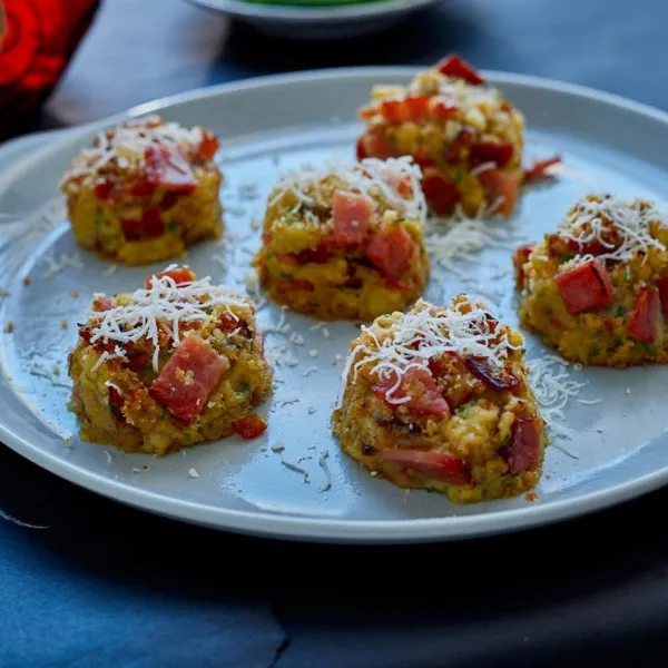 receta Pasteles De Puré De Patatas Con Jamón Y Cebollino Al Horno