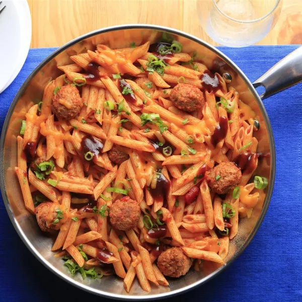 receta Penne Ahumado Simple Y Albóndigas