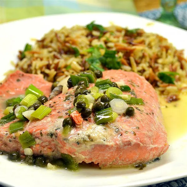 receta Piccata de saumon d'Alaska poché à la poêle