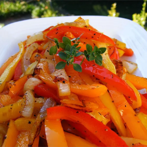 receta Poivrons rouges et oignons caramélisés