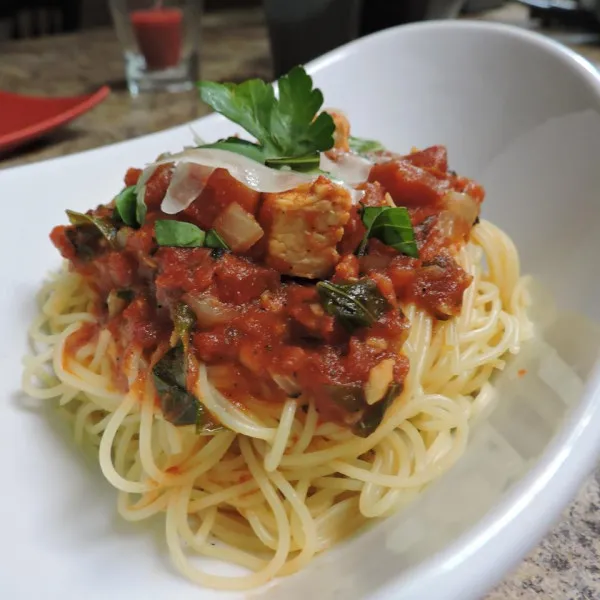 receta Poulet au basilic sur cheveux d'ange