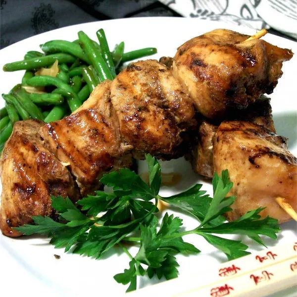 przepisy Grillowany kurczak z sosem imbirowym i czarną fasolą