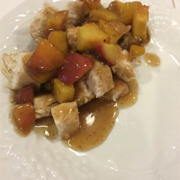 receta Cuit au four Poulet aux Pêches