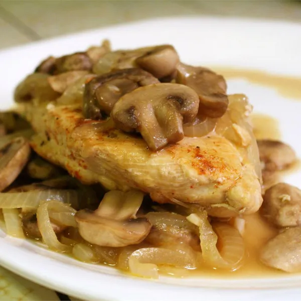 receta Poulet au paprika aux champignons