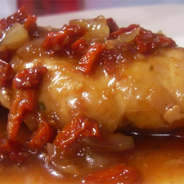 receta Poulet aux oignons en sauce balsamique