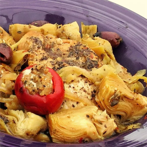 receta Pollo Mediterráneo Picante Con Pimientos Cherry Rellenos De Salchicha