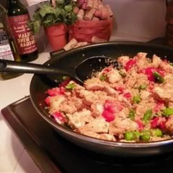 recetas Quinoa Con Pollo, Espárragos Y Pimientos Rojos