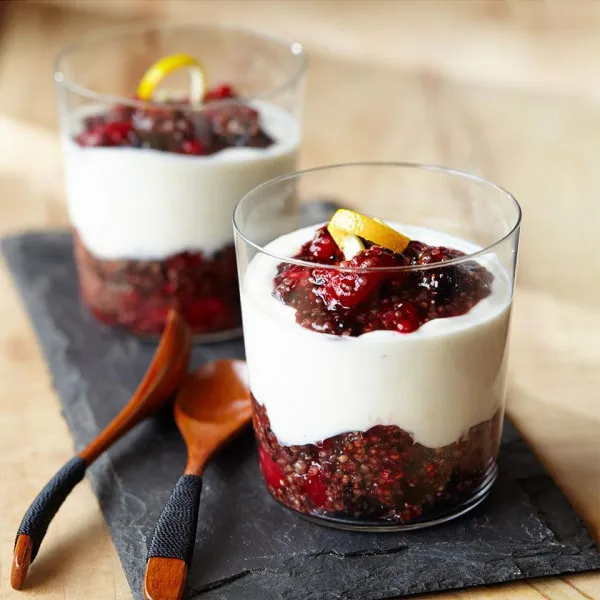 receta Quinoa parfait à la grenade et aux mûres